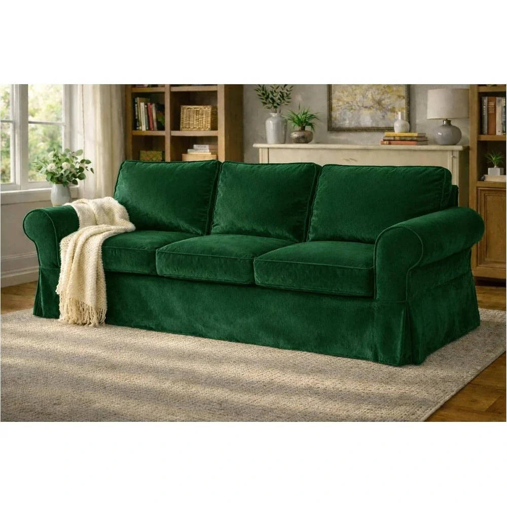 Velvet Pet Friendly Slipcover Compatible for Ikea Ektorp Sofa Cover with 3 Seat